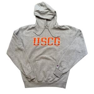 Champion USCG Coast Guard Hoodie Sweatshirt Heather Gray Size Medium Embroidered